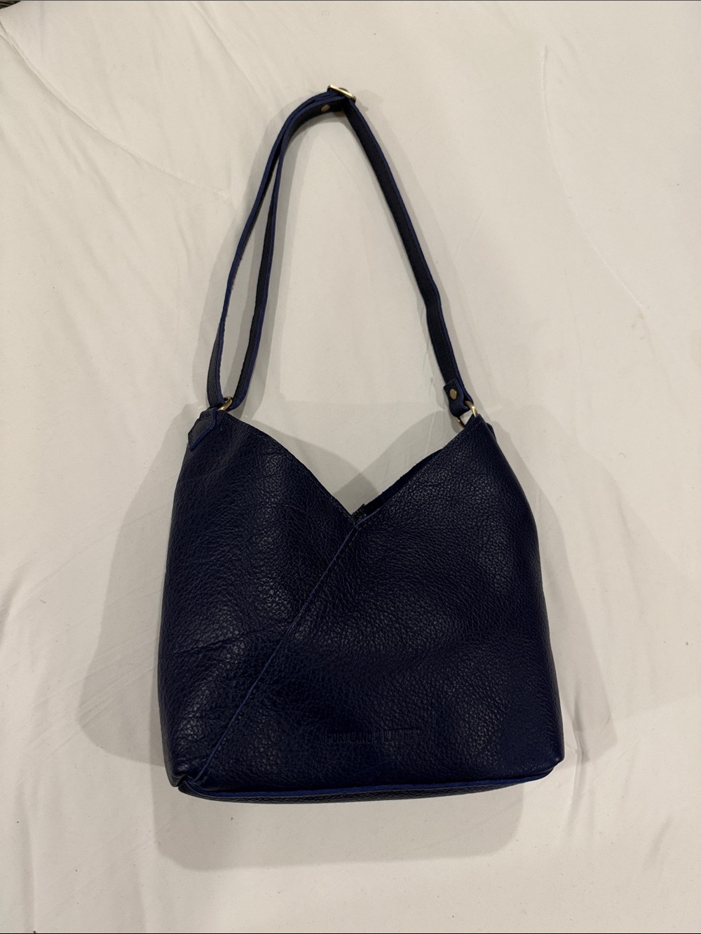 Classic Navy Leather Shoulder Bag - Women's Tote
